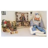 Christmas items, pillows, tall bunny, Charlie