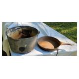 13" Cast iron kettle, 9"Avery steel pan