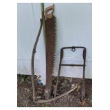 Sickle, saw, hay fork