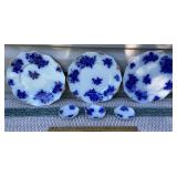 Pretty flow blue plates & butter pats