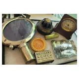 Box lot - clock, frame, Advertising, cast iron