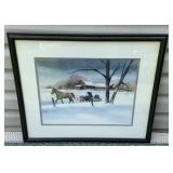Nice framed print - winter sleigh ride in the