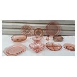 Collection of pretty pink depression glass