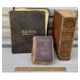 2 old Bibles & a book - binding quote rough on 1