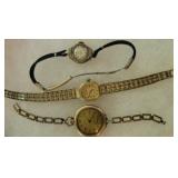 3 vintage wrist watches - Bulova, Elgin, &