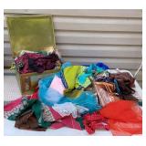 Pretty biscuit tin FULL colorful vintage scarves