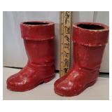 2 large paper mache Santa boots
