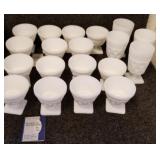 Plymouth thumbprint milk glass pattern dishes in