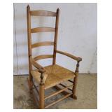 Ladder back arm rocker - good rush seat