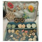 Earrings, and brochures - some signed in small