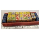 Wooden toy wagon with blocks