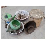 Enamel ware, funnels, etc