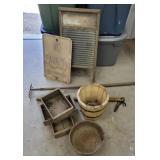 Wash board, rake, cart iron waterer,etc