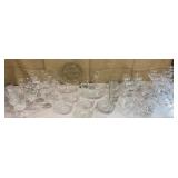 Large collection of clear glass server & stemware