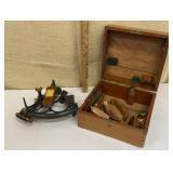 Sextant - sea navigation instrument in box by