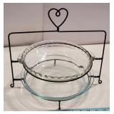 Pyrex Pie Dishes w/stand