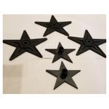 5 Cast iron stars - 2 are candle holders