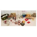 Lot of candle holders, candles, scent rings,