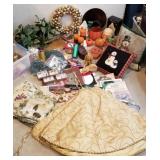 Lot of Christmas/fall items , pillows, tree skirt,