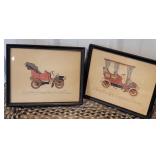 2 old auto prints - Cadillac and rambler