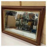 Wood framed mirror w/ old glass approx 23"x36"