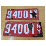 Pair ny porcelain license plates