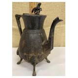 Ornate coffee urn/teapot w/ horse & lions - love