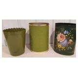 3 retro trash cans
