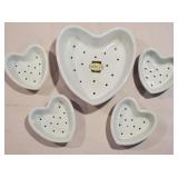 France/French Porcelain Heart Strainers