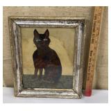 Cute folksy mixed media cat art