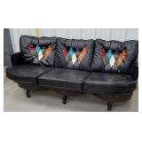 Retro leather barrel couch 68"l