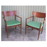 Pair Mid Century Danish Modern Walnut Armchairs