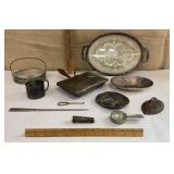 Perfume tray, bed warmer, coffee measure, potato