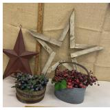 Barn stars & faux berry decor