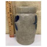 Stoneware crock w/ blue leaf design