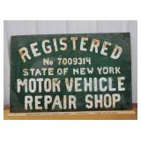 Registered motor vehicle repair sign