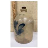 Pittston PA stoneware jug w/ blue flower