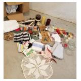 Tablecloth, dishcloths, sewing, candles,etc
