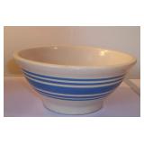 7" Yellowware Mixing Bowl w/ Blue Bands Glaze
