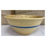 Blue & white banded yellowware bowl