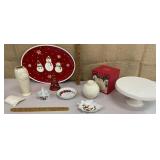 Christmas - platter, cake stand, trinket dishes