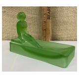 Art Deco uranium glass nude bather soap dish -