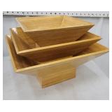 Set 3 bamboo square bowls/trays