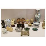 Oriental items, vases, sm. dishes, wall pocket,