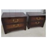 2 White Hollywood Regency Chinoiserie Mahogany