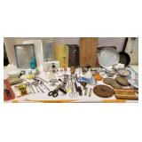 Huge lot of kitchen utensils and bake ware, etc