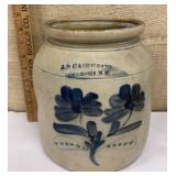 Poughkeepsie stoneware crock w/ blue flowers