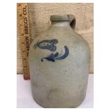 Stoneware jug w/ blue flower design