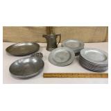 Pewter - bread plates, poringer, bowl etc