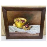 R.S. signed painting on canvas- still life w/